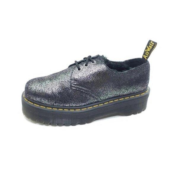 Dr. Martens 1461 Quad Fur Oxford Platform Shoe Women Black Glitter Leather US 10 - Picture 12 of 12